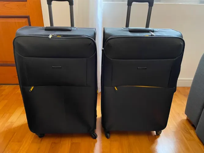 2 Malas de Viagem Grande com Rodas 360° Ultralight Preta Sestini