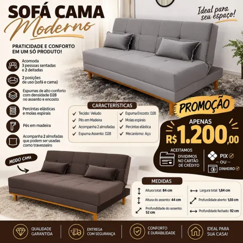 Sofá cama confortável novo promoção