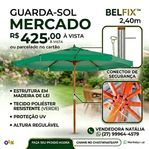 OMBRELLONE COR VERDE MARCA BELFIX 2,40 CM
