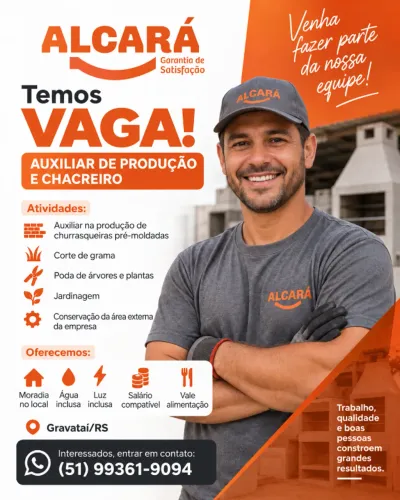 Caseiro / Aux. de Produção - Com Moradia