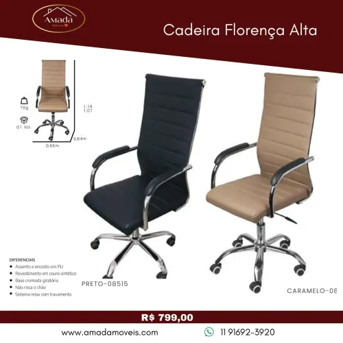 Cadeira Florença Alta - à pronta entrega