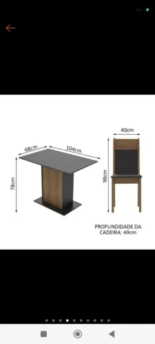 Mesa de jantar com 4 cadeiras