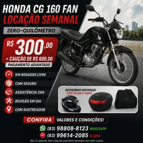 Honda CG 160 Fan 2026 ZERO KM - LOCAÇÃO SEMANAL