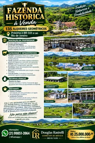 Linda Fazenda há 40 minutos da cidade do Rio de Janeiro