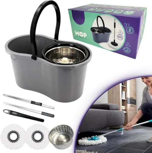 Mop Giratório 360 com cesto em Inox 9L