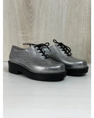 sapato melissa grunge oxford glitter prata 36 original