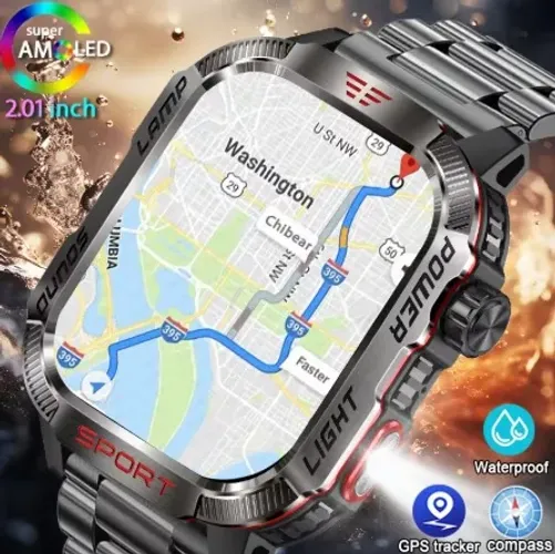 Relógio Smartwatch Militar Metal - 10x sem juros