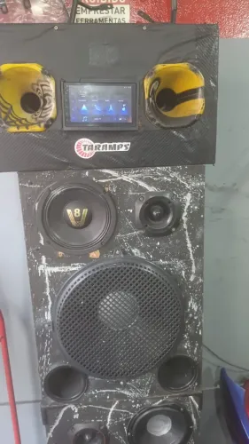 Som Automotivo Trio Completo 2x15? 600 RMS Hinor/Selenium + Rádio Android + Fonte 120A