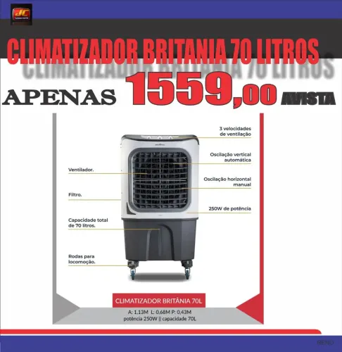 CLIMATIZADOR 70 LITROS BRITÂNIA