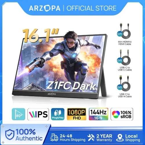 Monitor Gamer Portátil ARZOPA 16.1" 1080P, 144Hz, 106% sRGB, HDR