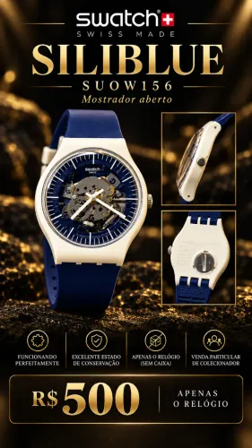 Relógio Swatch Siliblue SUOW156 Swiss Made Mostrador Aberto