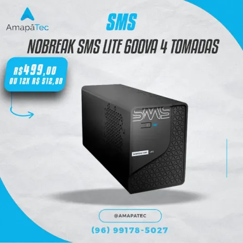 Nobreak Sms Lite 600VA 4 Tomadas Bivolt