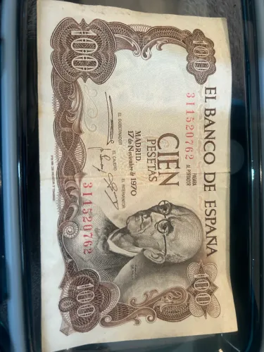 CÉDULA CIEN PESETAS ESPANA MADRID 1970 EM BOM ESTADO