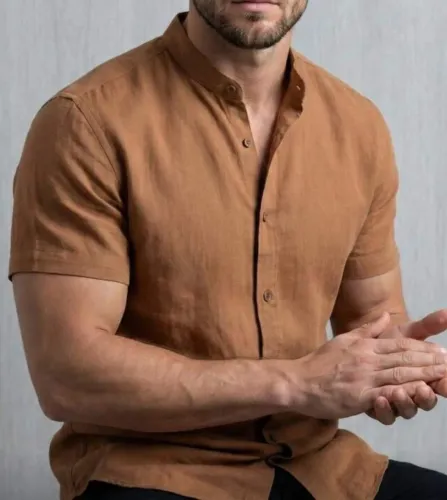 Camisa Viscolinho Gola Padre 