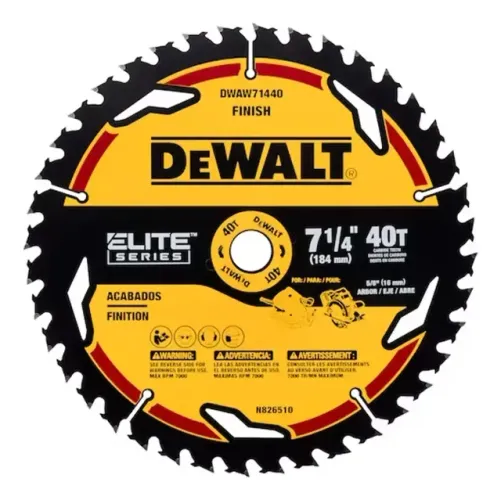 Disco Lâmina de Serra Circular Elite Series? 7.1/4" 184mm x 5/8'' x 40 Dentes Dewalt DWAW7