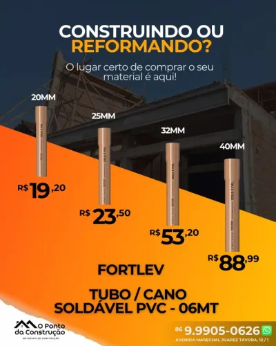 Cano/tubo de 20mm soldável FORTLEV