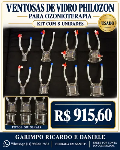 Kit 8 Ventosas de Vidro Philozon com Conexões