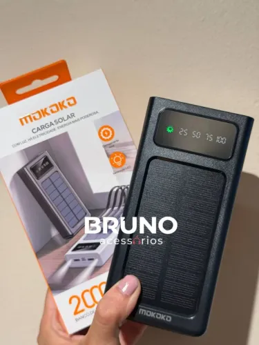 Carregador portátil power bank solar 20.000