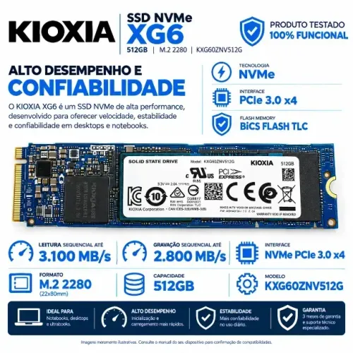 SSD NVMe 512GB KIOXIA XG6 M.2 2280 KXG60ZNV512G