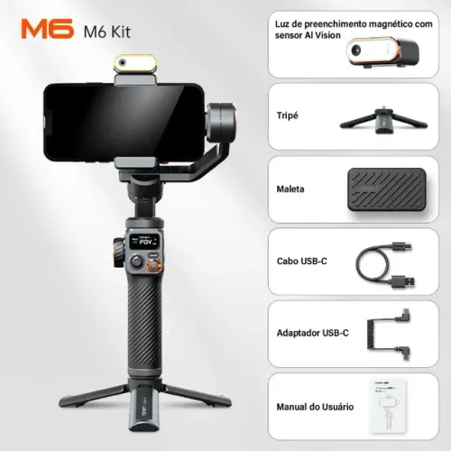 Gimbal Hohem M6 Kit Rastreamento De Objetos Ai Preto