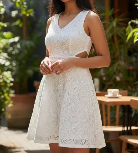 Vestido branco de renda