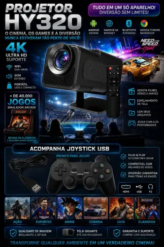 Projetor Gamer HY320 FULL HD compatível 4K