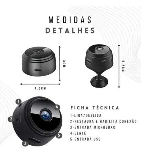 MINI CÂMERA DE SEGURANÇA A9 DISCRETA