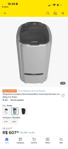 Tanquinho de lavar roupa colomarq 20 kg