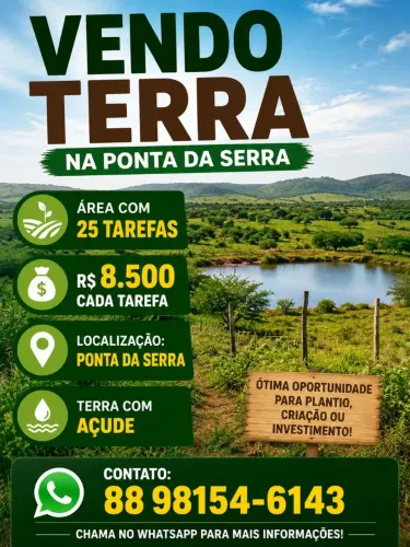 25 tarefas,tem um açude no meio do terreno consigo fazer 7500 cada tarefa se comprar as 25