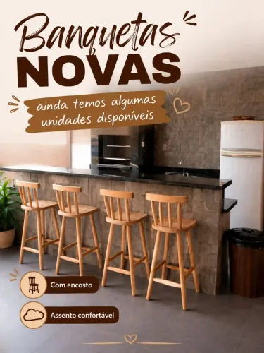 Banquetas altas com encosto 5 unidades.