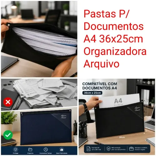 Pasta para Documentos A4 36x25cm Organizadora Arquivo