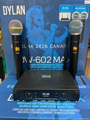 Microfone Sem fio Duplo Dylan DW 602 MAX