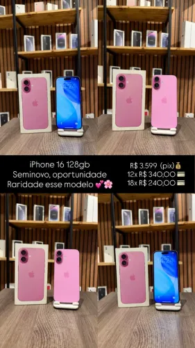 iPhone 16 Rosa - Seminovo- Garantia Apple/Loja