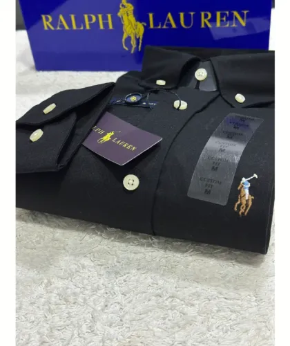 Camisa Manga Longa Oxford Polo Ralph Lauren - Preta - Tam. XL (GG)