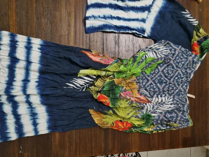 Vestido Longo Yacamin VALOR ORIGINAL R$800 Estampa Tropical com Azul # Farm Cantao Animale