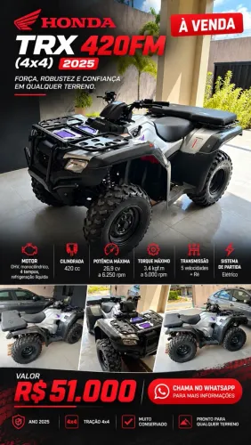 Honda FourTrax TRX 420FM 4x4 2025 - 420cc - Impecável
