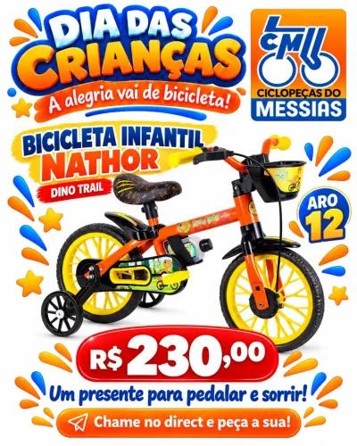 BICICLETA NATHOR ARO 12 DINOSSAURO