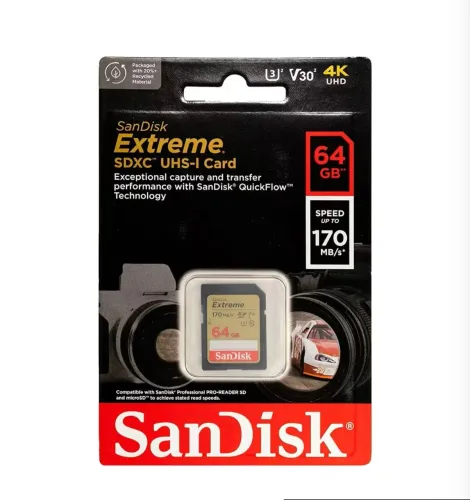 Cartão de Memória SD SanDisk Extreme 64GB 170Mbs - SDSDXV2-064G