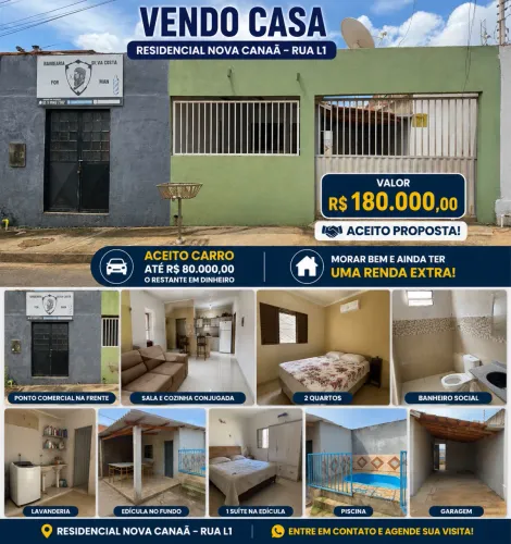 Casa no residencial nova Canaã região do. CPA