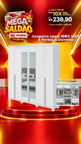 Roupeiro Casal 100% MDF