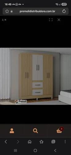 Guarda Roupa Capri Cor Damasco/Off/Ripado 6 Portas e 2 Gavetas Poquema