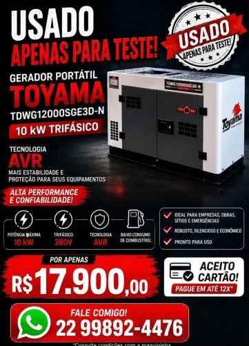 GERADOR PORTÁTIL TOYAMA TDWG12000SGE3D-N 10 kW TRIFÁSICO