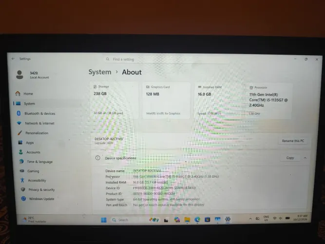 Notebook Dell Latitude 3420 i5 de 11ª Geração 16 GB DDR4 240 GB NVME
