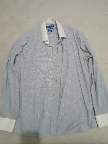 Camisa social Azul Listrada Dudalina slim fit Tam 4
