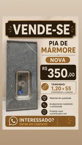 Pia de mármore com cuba