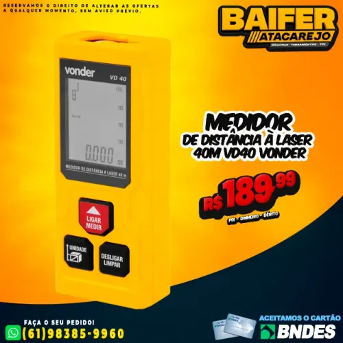 Medidor de Distância à Laser 40M VD40 Vonder