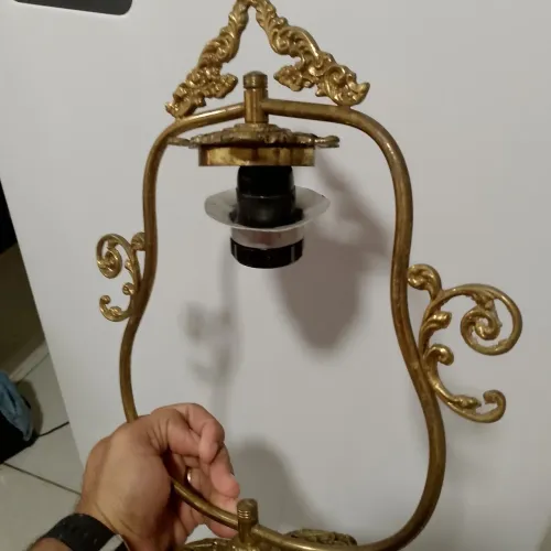 Antiguidade castiçal & luminária de bronze