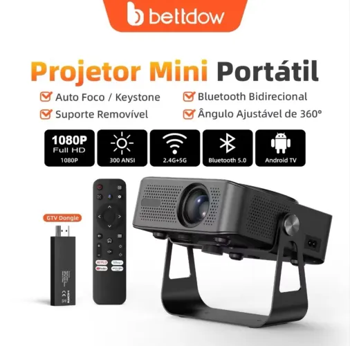 Projetor BETTDOW AC1085 GTV Full HD 1080p Android TV | Novo