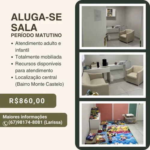 Aluguel de sala para psicólogos - PERÍODO MATUTINO