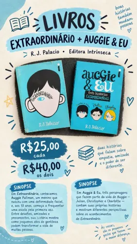 livros "Extraordinário" e "Auggie & Eu"